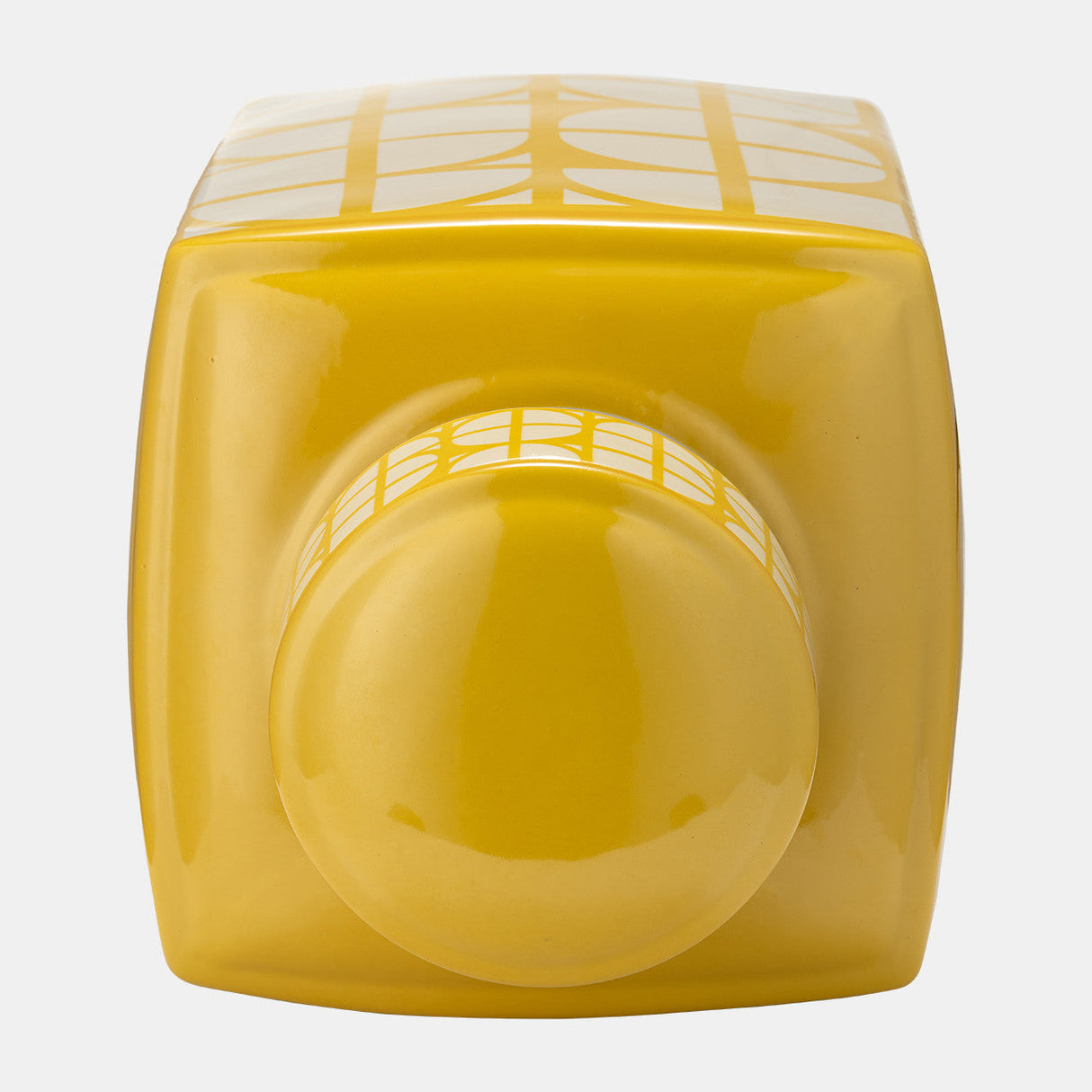 Cer, 16"h Square Jar W/ Lid, Yellow/cotton