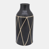 Cer, 16"h Tribal Vase, Black