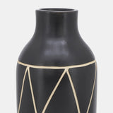 Cer, 16"h Tribal Vase, Black