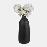 Cer, 16" Plaid Textured Vase, Black