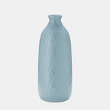 Cer, 16" Plaid Textured Vase, Cameo Blue