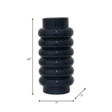 Cer, 16" Ribbed Vase, Navy