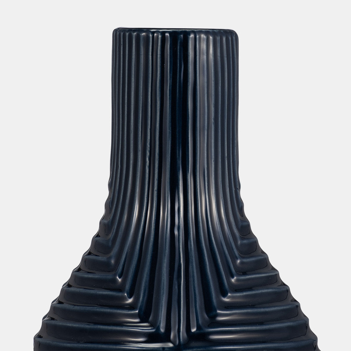 Cer, 16" Tribal Vase, Navy Blue