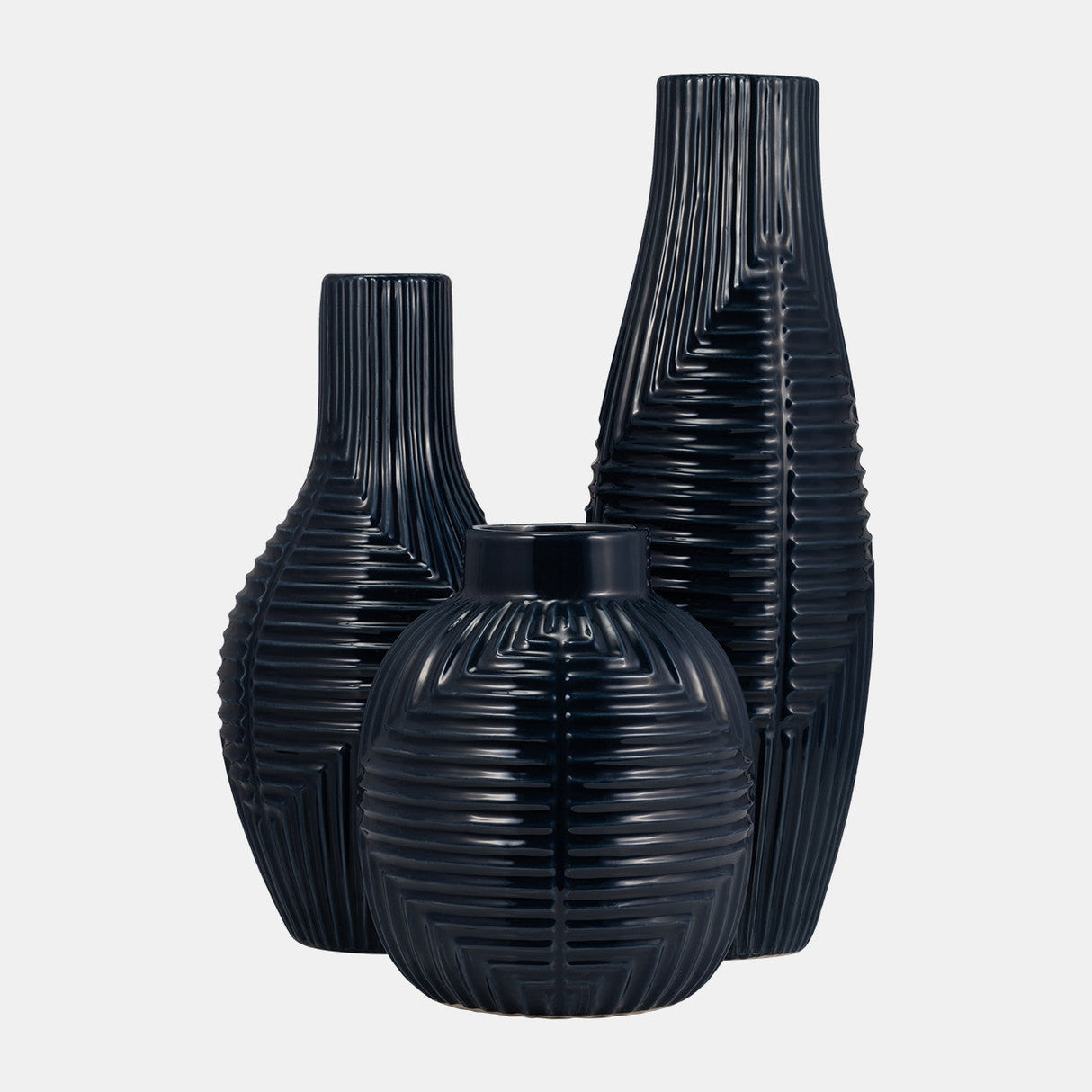 Cer, 16" Tribal Vase, Navy Blue