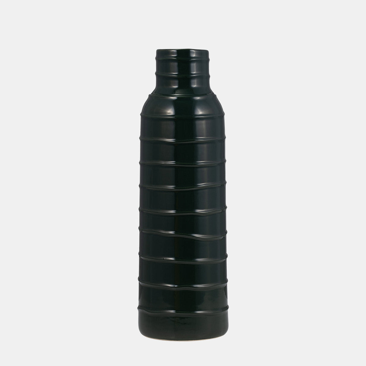 Cer, 17"h Tribal Vase, Forest Green