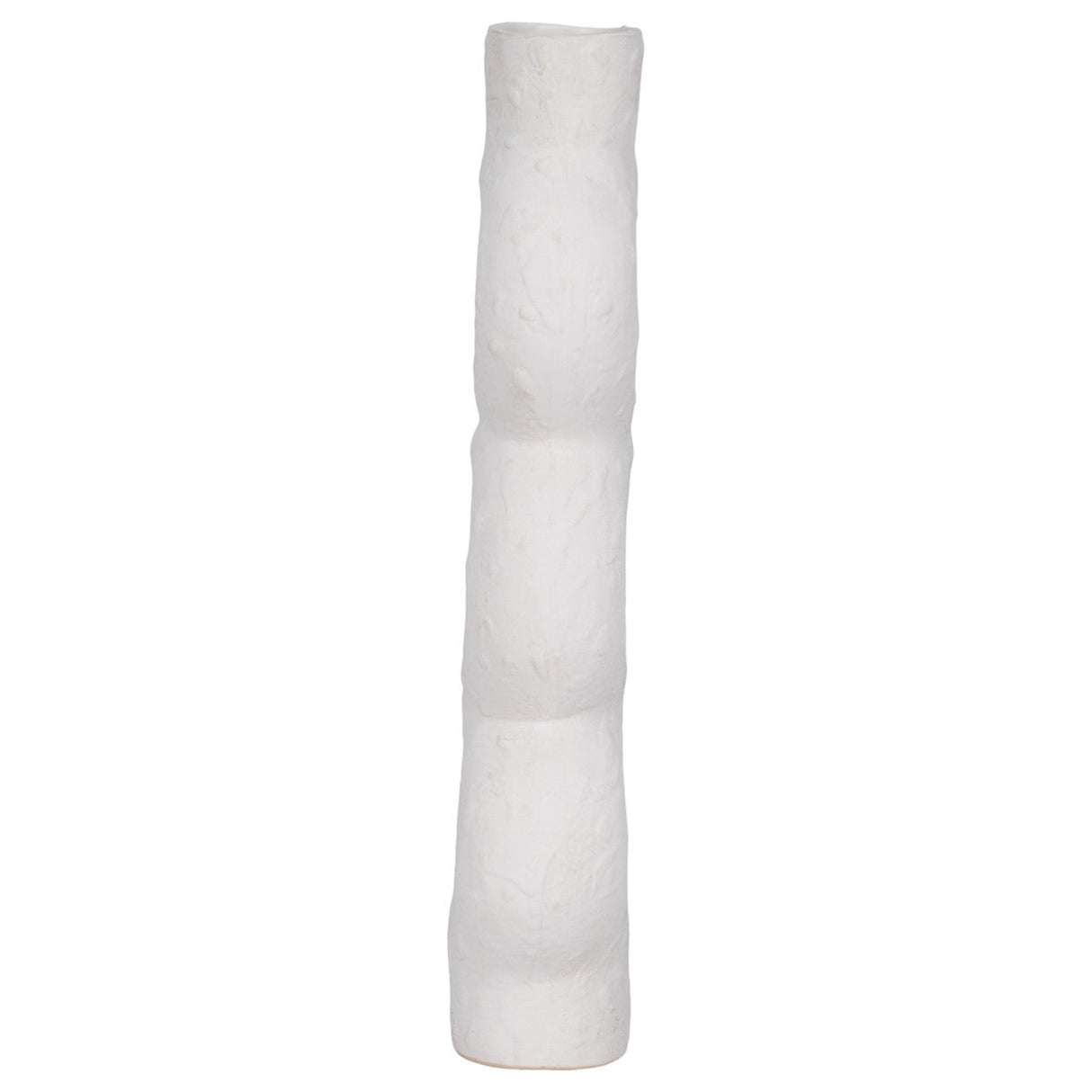 Cer, 17" Textured Stacked Circles Vase, White