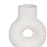 Cer, 17" Textured Stacked Circles Vase, White