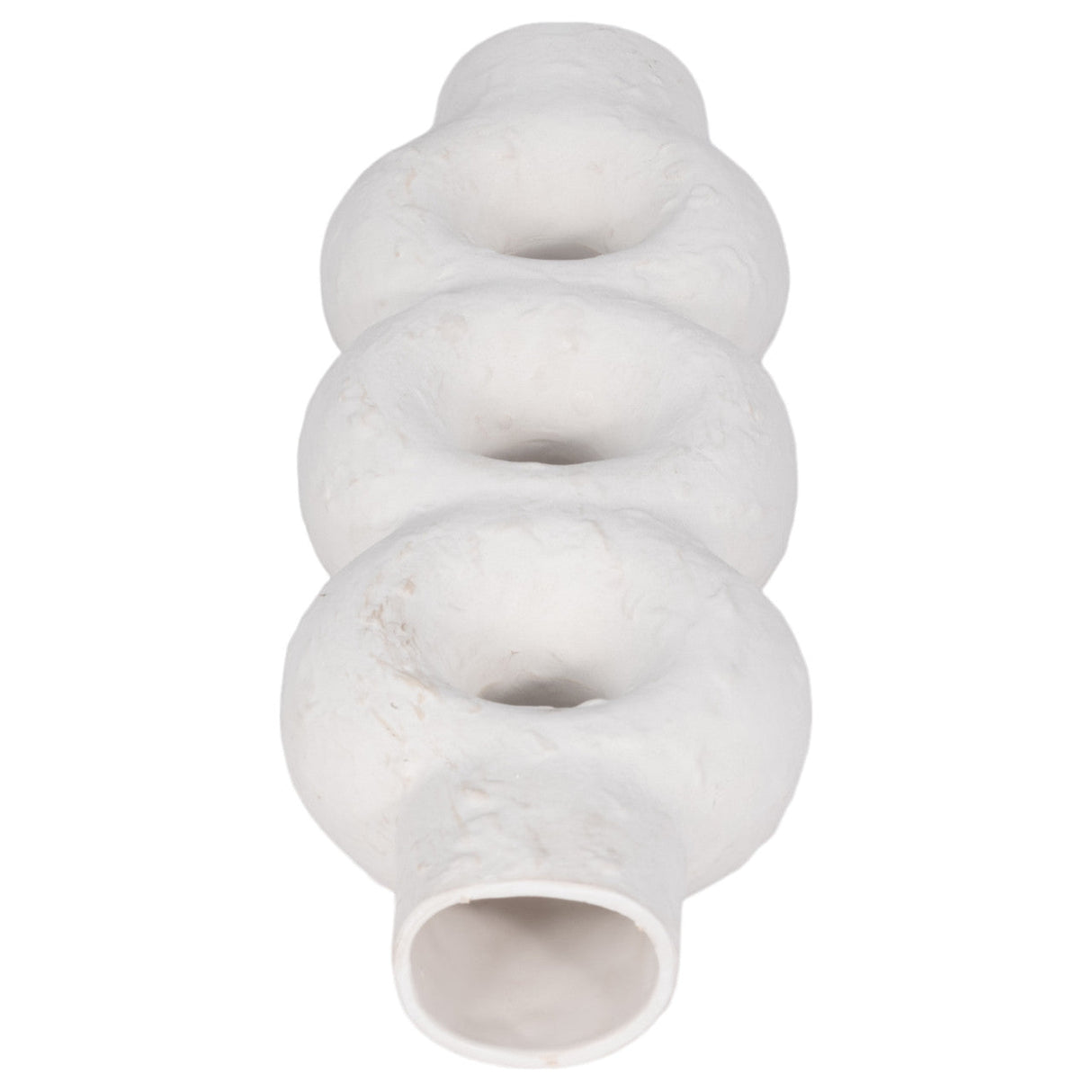 Cer, 17" Textured Stacked Circles Vase, White