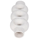 Cer, 17" Textured Stacked Circles Vase, White