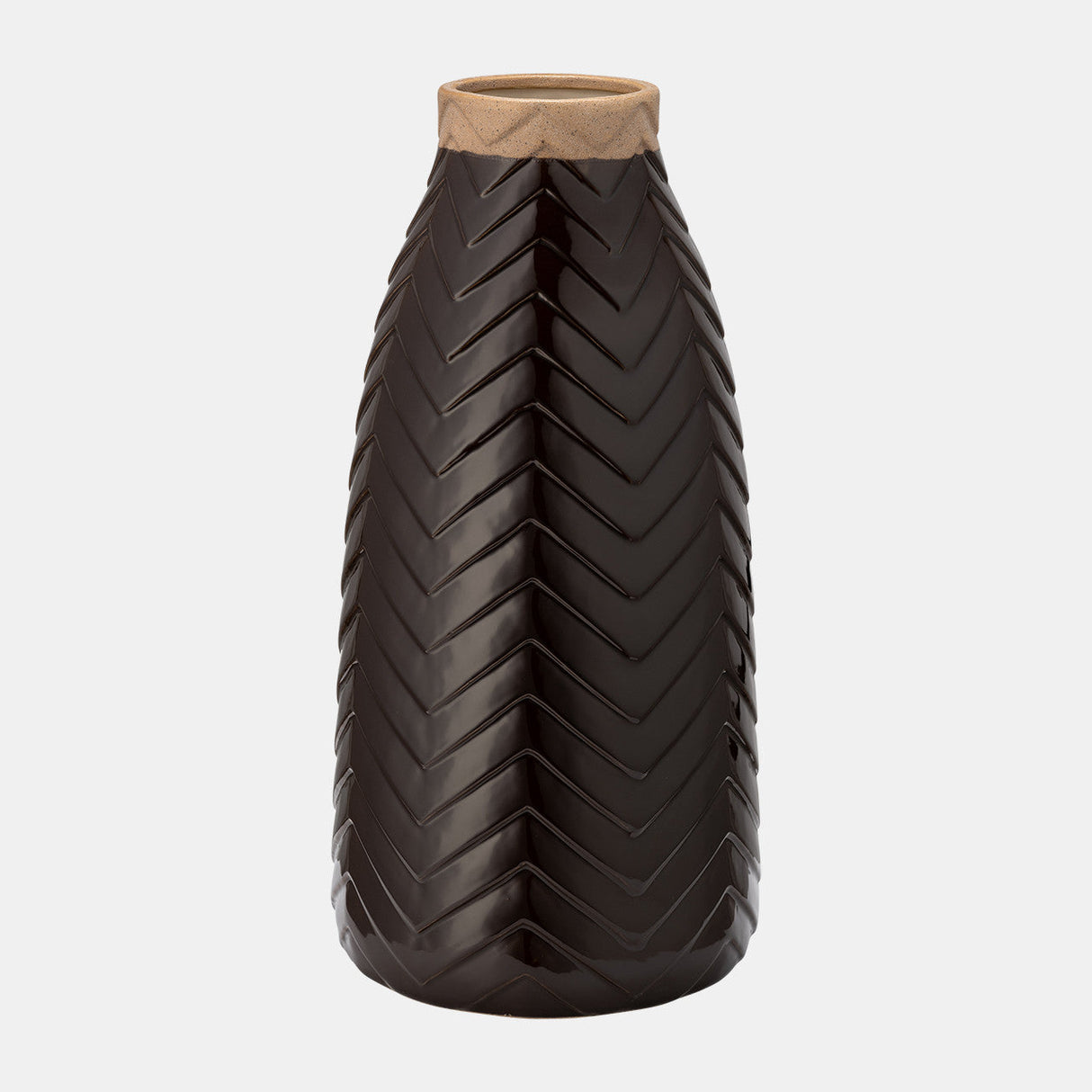 Cer, 18" Chevron Vase, Java