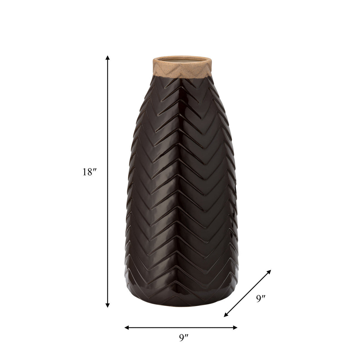 Cer, 18" Chevron Vase, Java