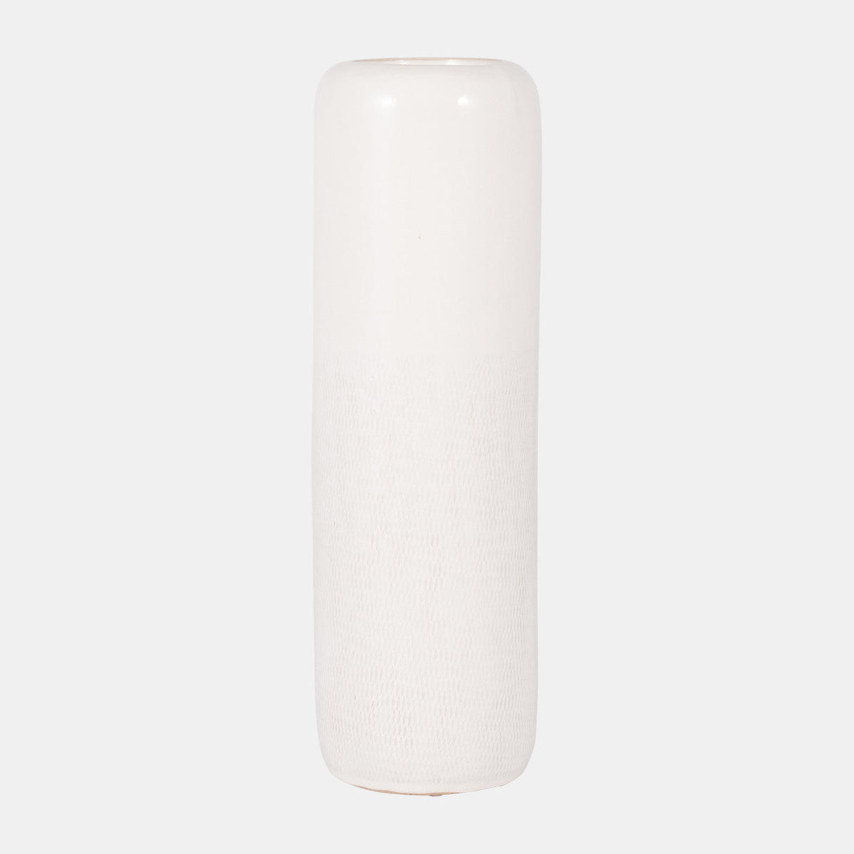 Cer, 18"h Grooved Vase, Ivory