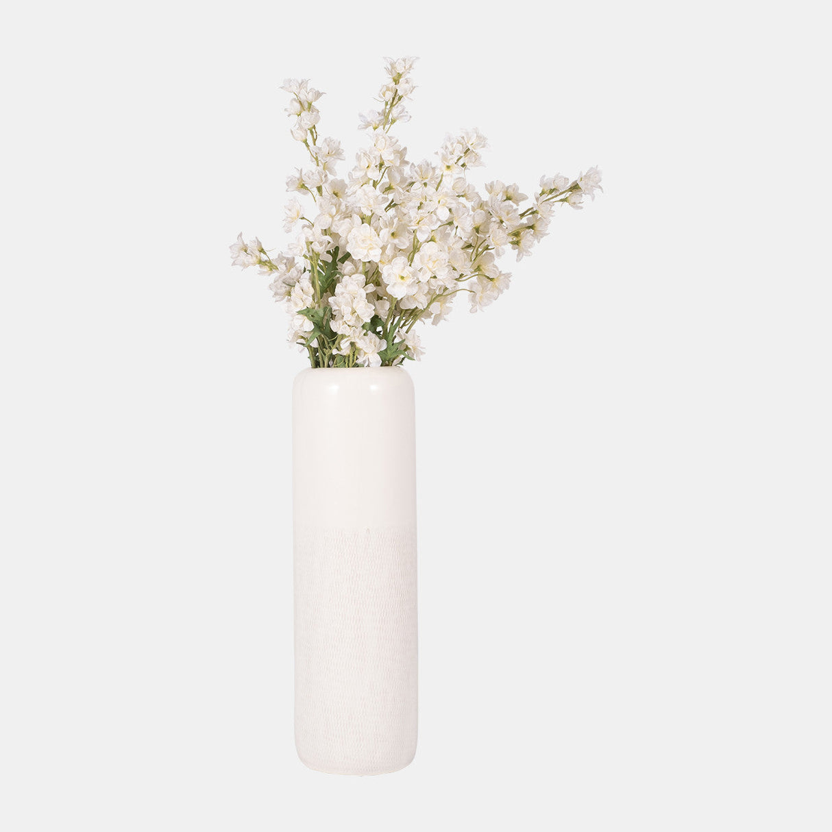 Cer, 18"h Grooved Vase, Ivory