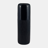 Cer, 18"h Grooved Vase, Navy Blue