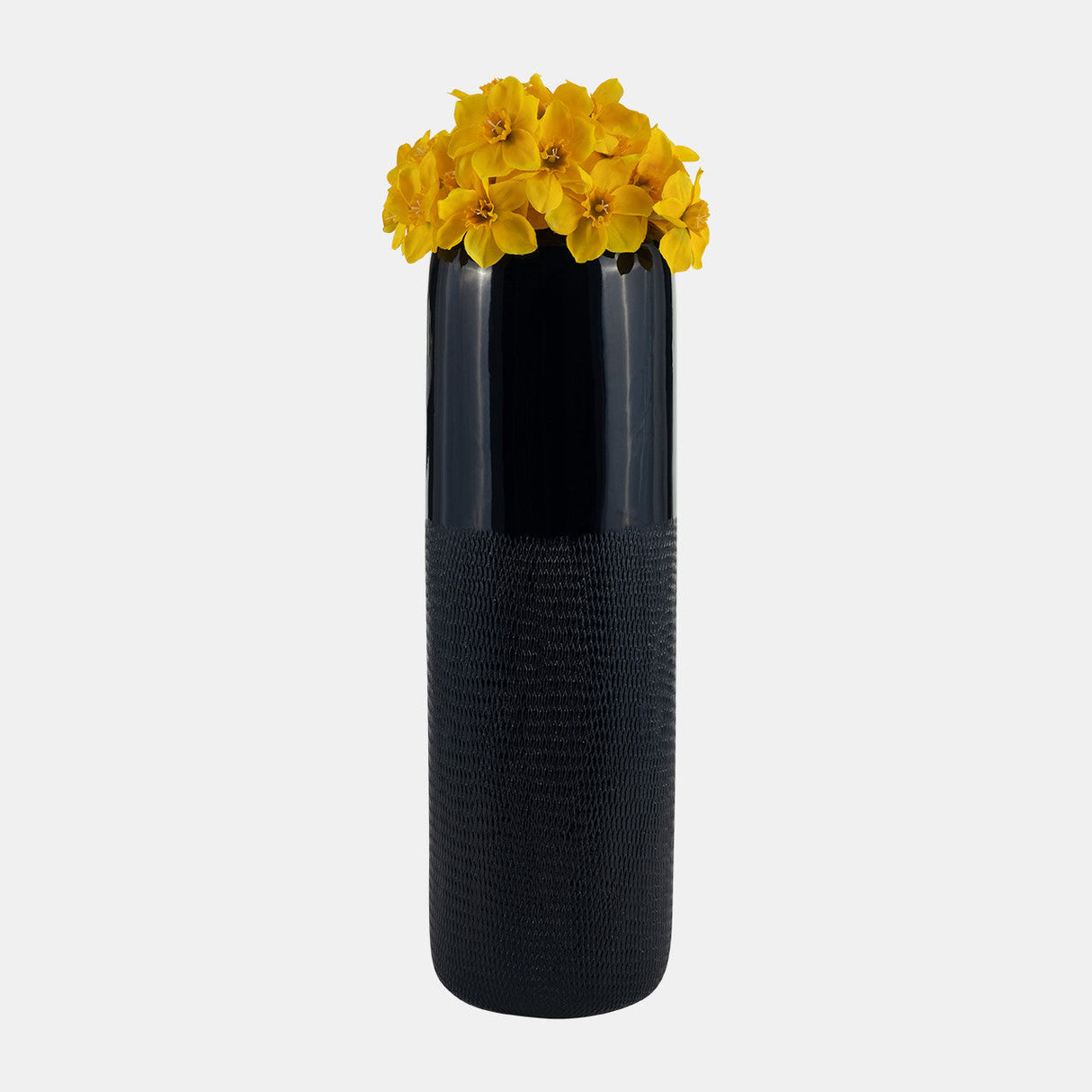 Cer, 18"h Grooved Vase, Navy Blue