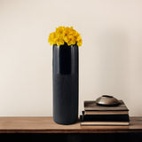 Cer, 18"h Grooved Vase, Navy Blue