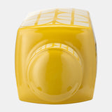 Cer, 18"h Square Jar W/ Lid, Yellow/cotton