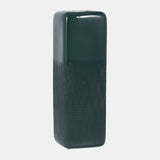 Cer, 18" Squared Grooved Vase, Forest Green