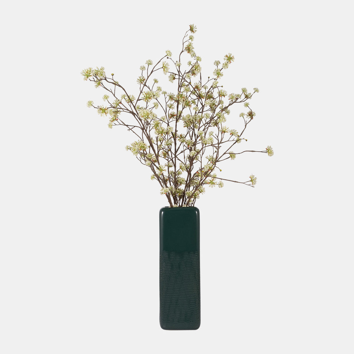 Cer, 18" Squared Grooved Vase, Forest Green