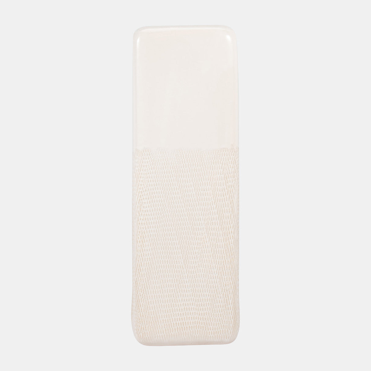 Cer, 18" Squared Grooved Vase, Ivory