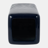 Cer, 18" Squared Grooved Vase, Navy Blue