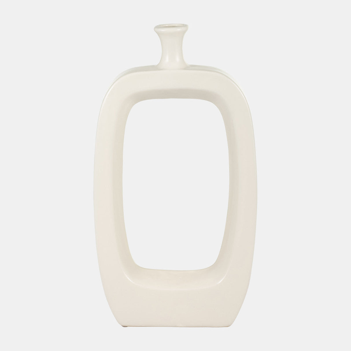 Cer, 18" Vase W/cut-out, Cream