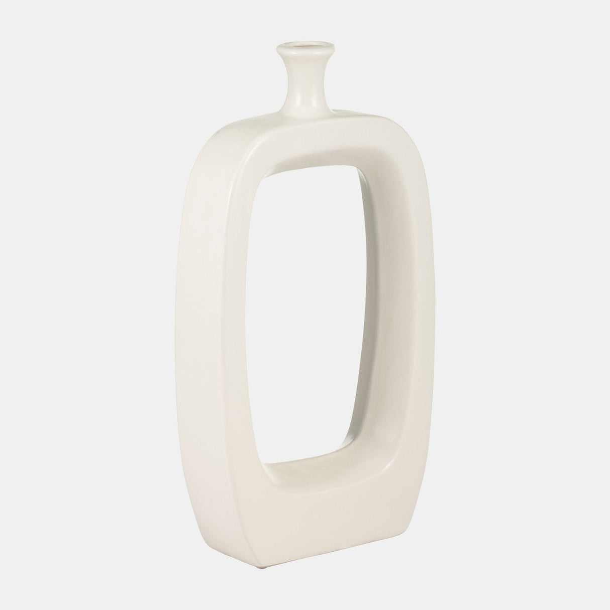 Cer, 18" Vase W/cut-out, Cream