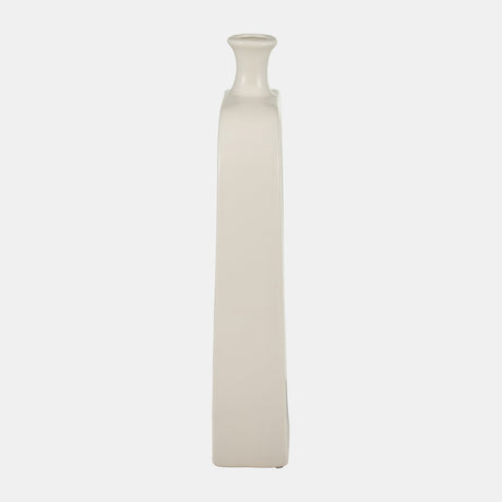 Cer, 18" Vase W/cut-out, Cream