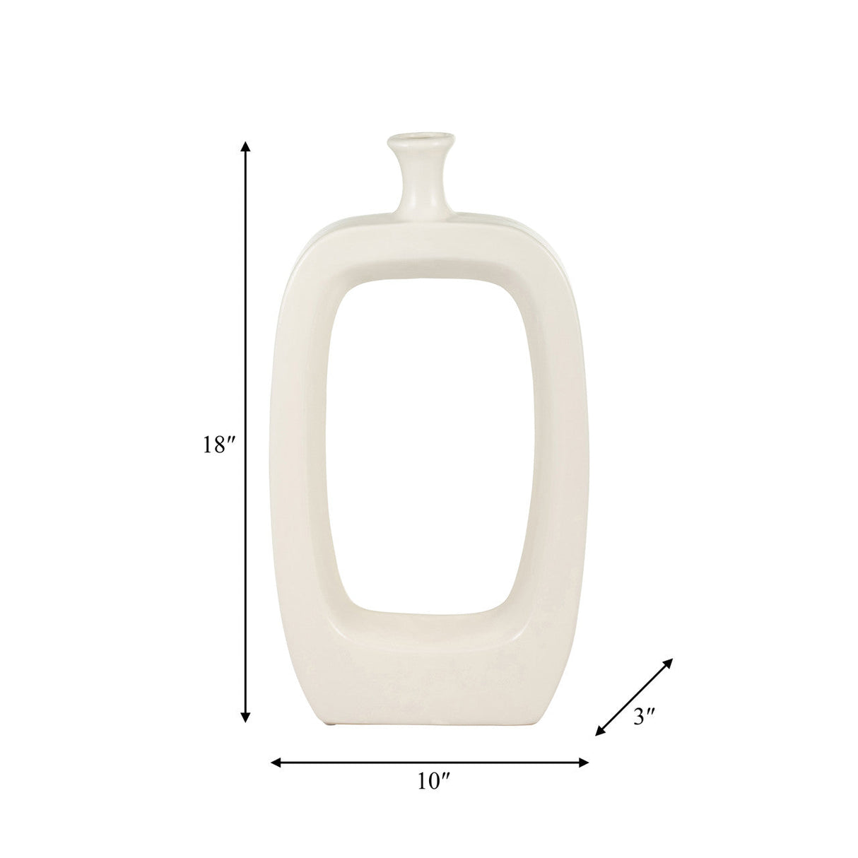 Cer, 18" Vase W/cut-out, Cream