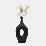 Cer, 19" Beaded Open Cut Vase, Black