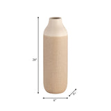 Cer, 20" 2-tone Vase, White/tan