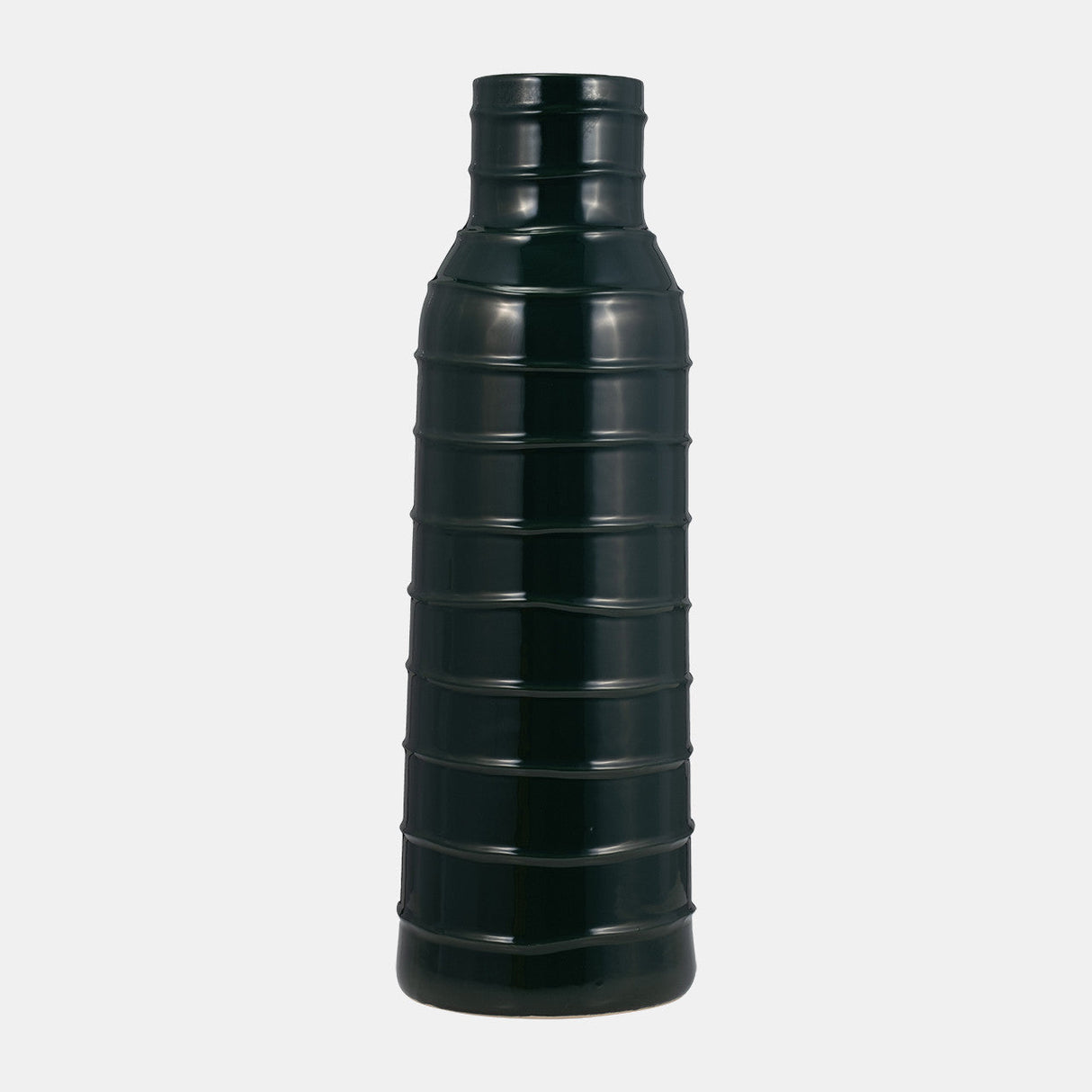 Cer, 20"h Tribal Vase, Forest Green