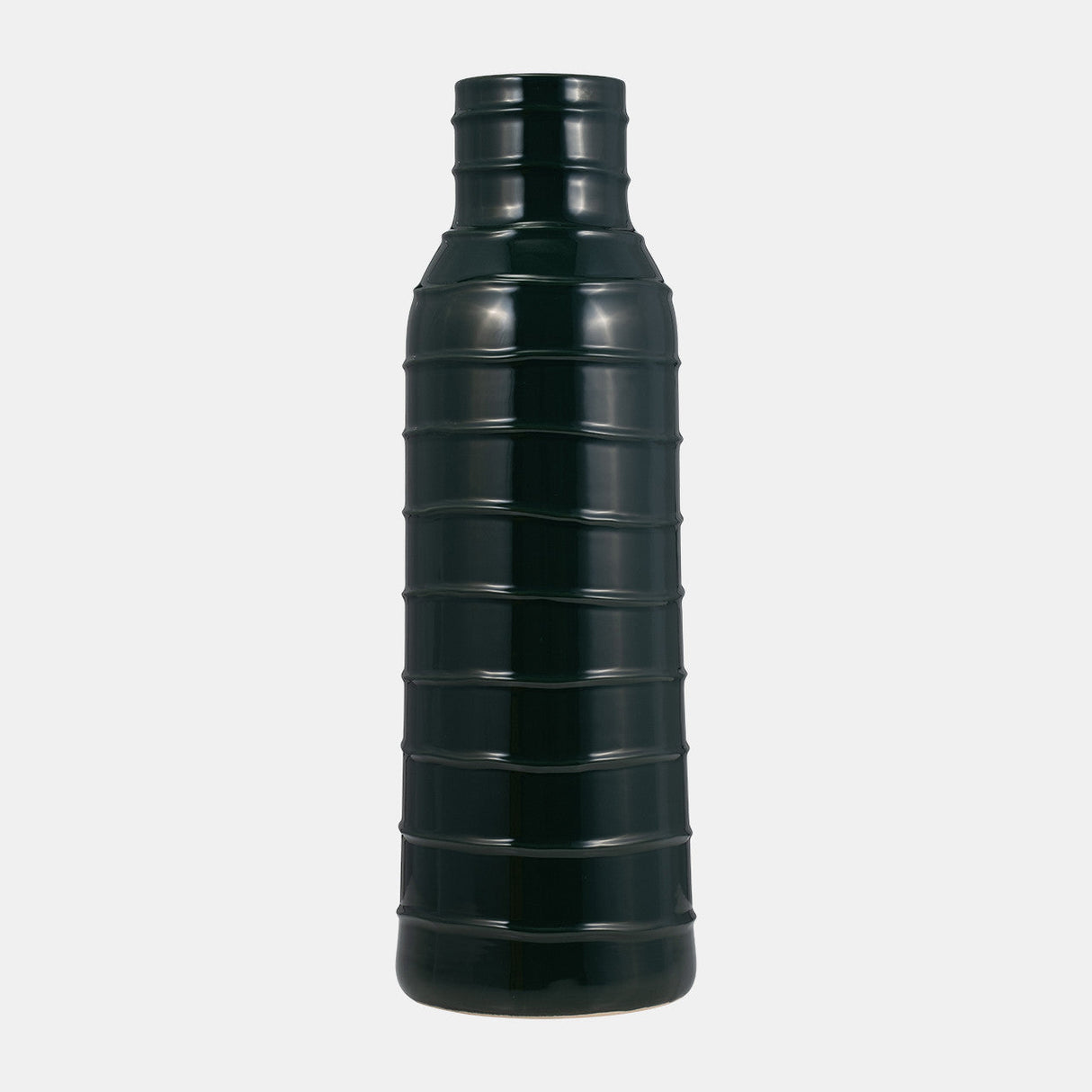 Cer, 20"h Tribal Vase, Forest Green