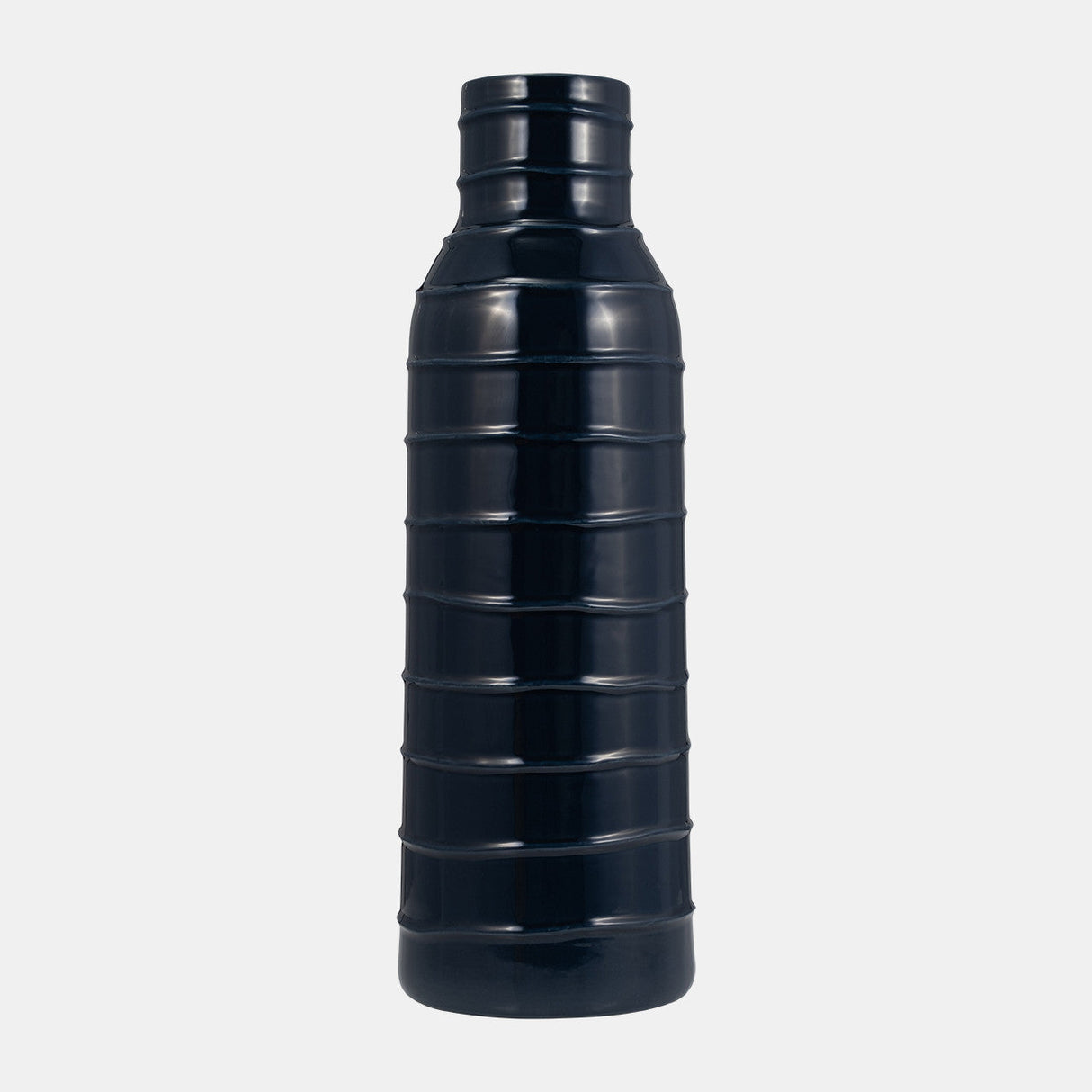 Cer, 20"h Tribal Vase, Navy Blue