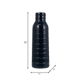 Cer, 20"h Tribal Vase, Navy Blue