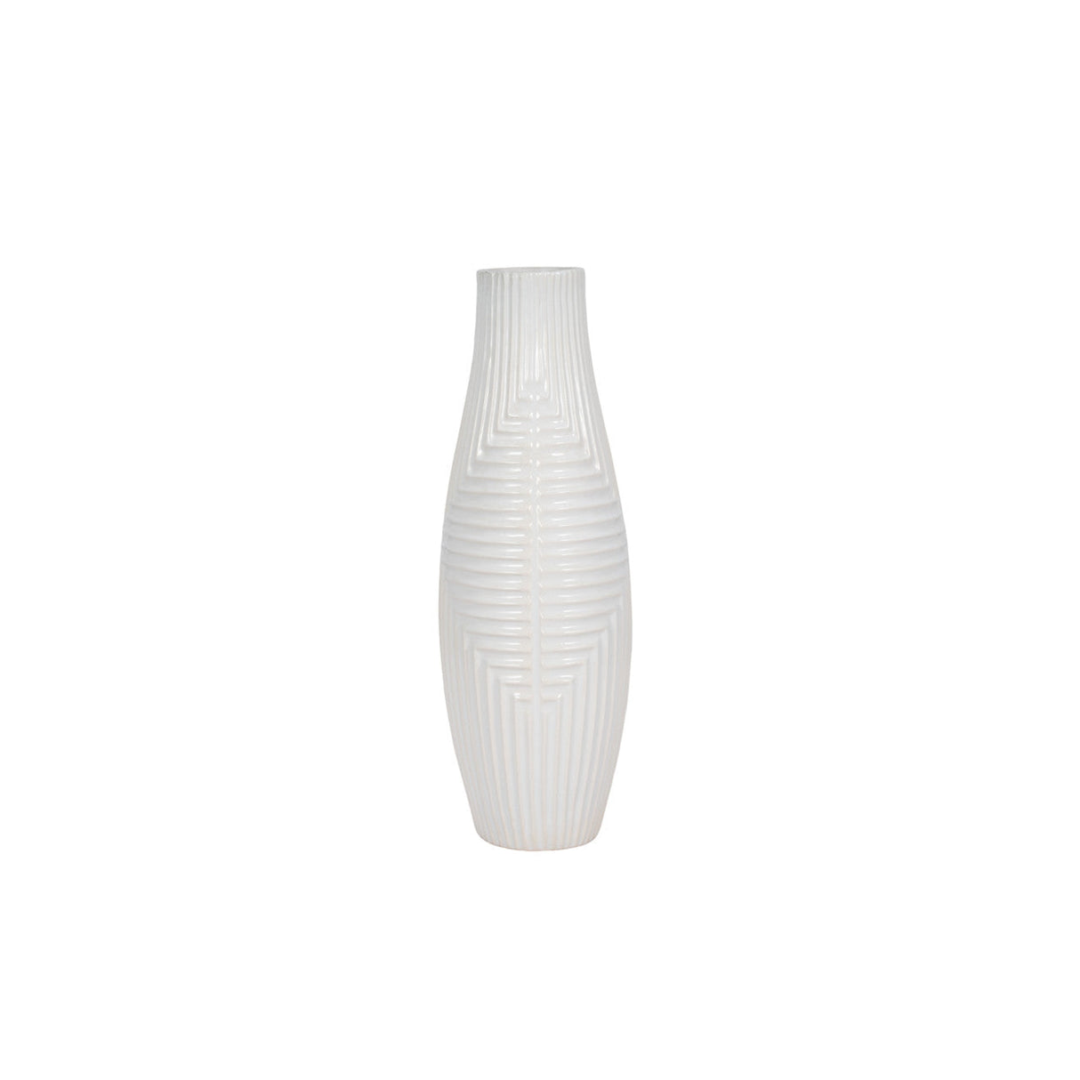 Cer, 20" Tribal Vase, White