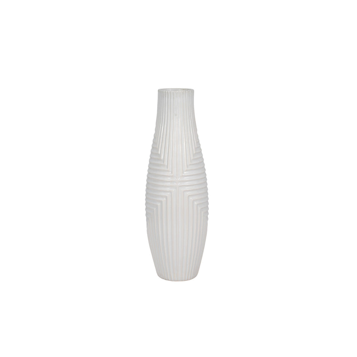 Cer, 20" Tribal Vase, White