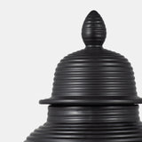 Cer, 24" Ribbed Temple Jar, Black