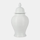 Cer, 24" Ribbed Temple Jar, White