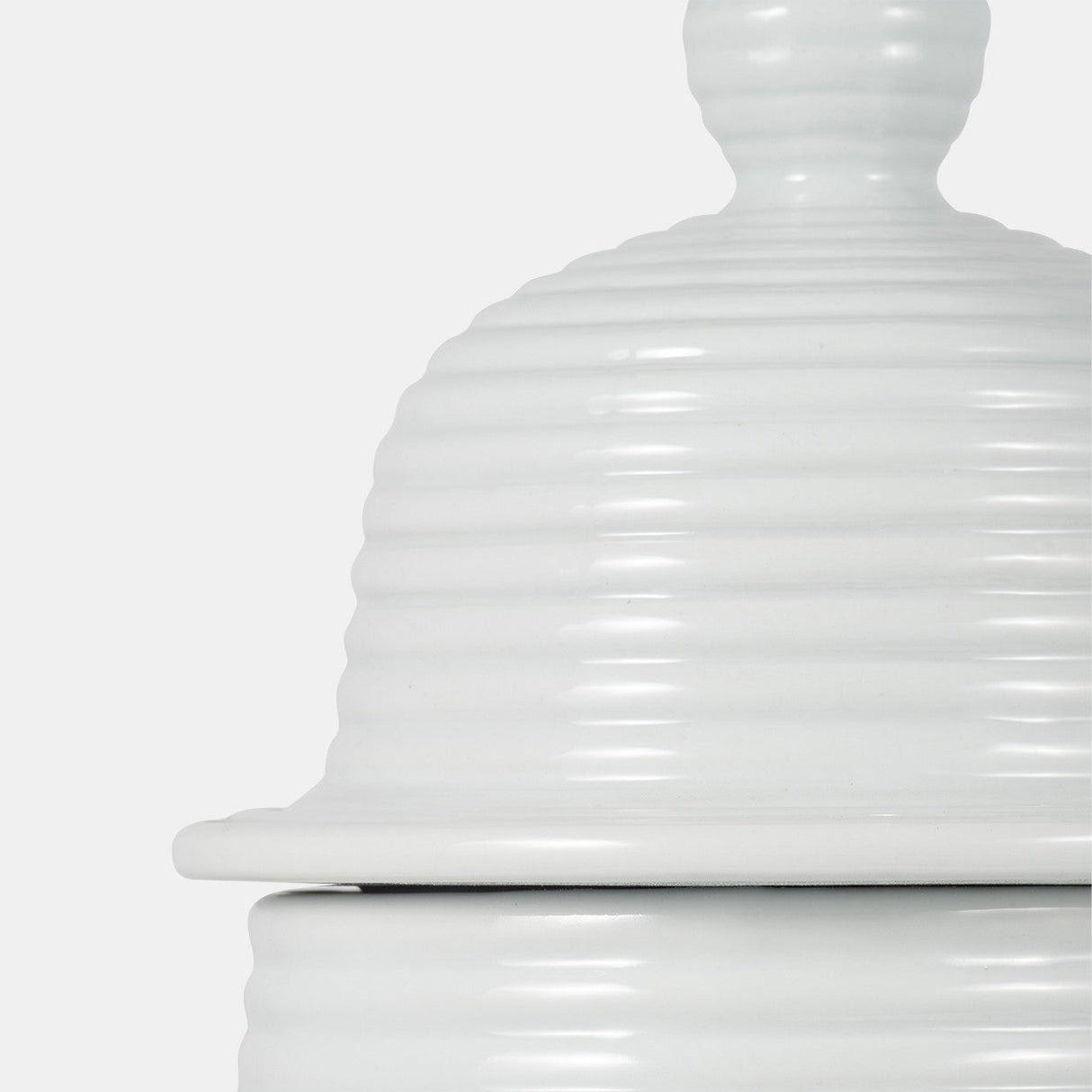 Cer, 24" Ribbed Temple Jar, White