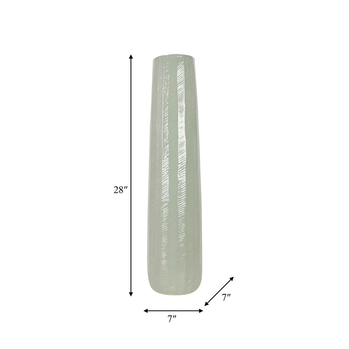 Cer, 28" Etched Lines Cylinder Vase, Cucumber