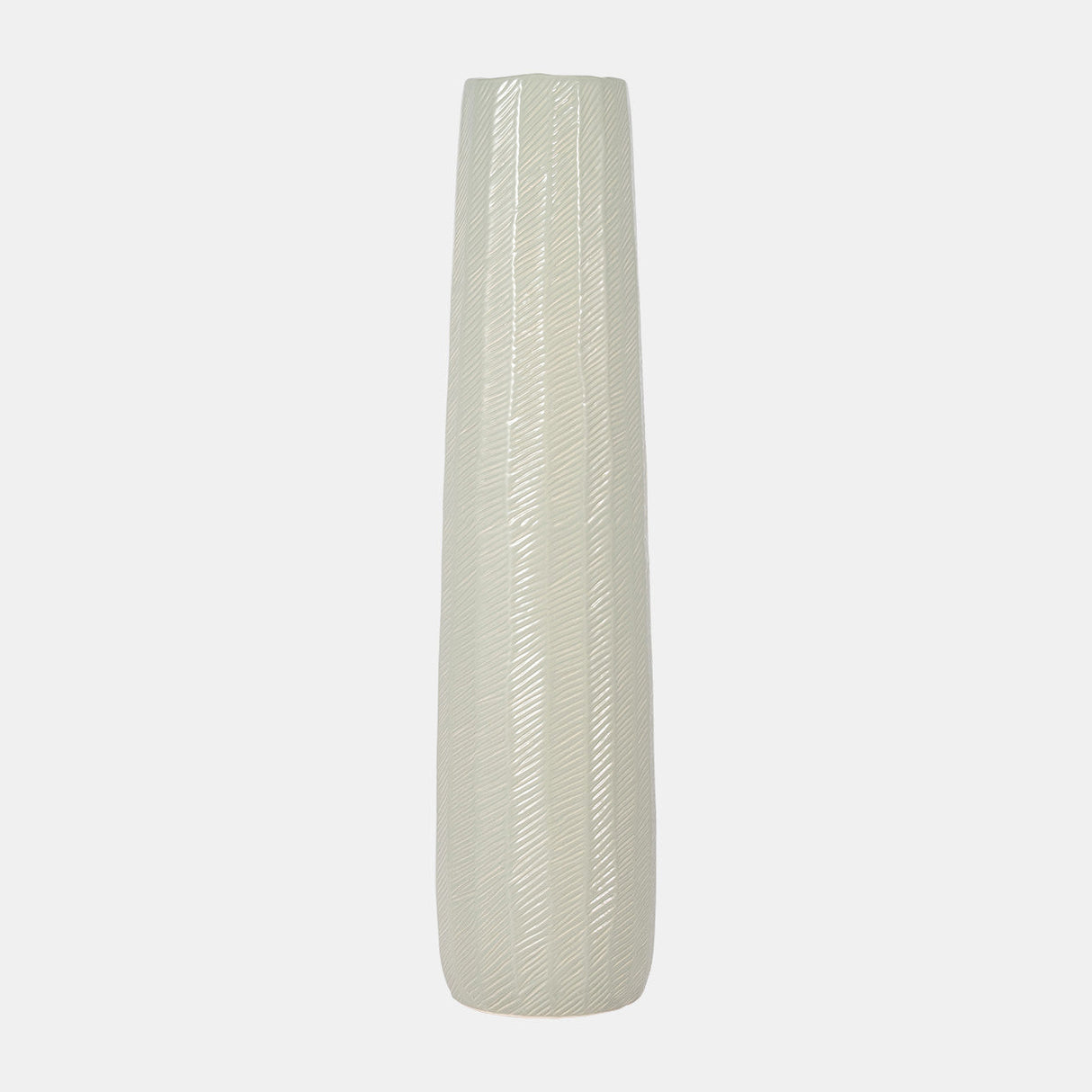 Cer, 28" Etched Lines Cylinder Vase, Cucumber