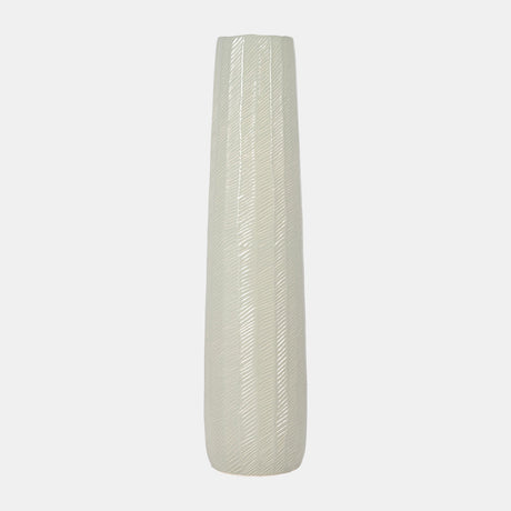 Cer, 28" Etched Lines Cylinder Vase, Cucumber