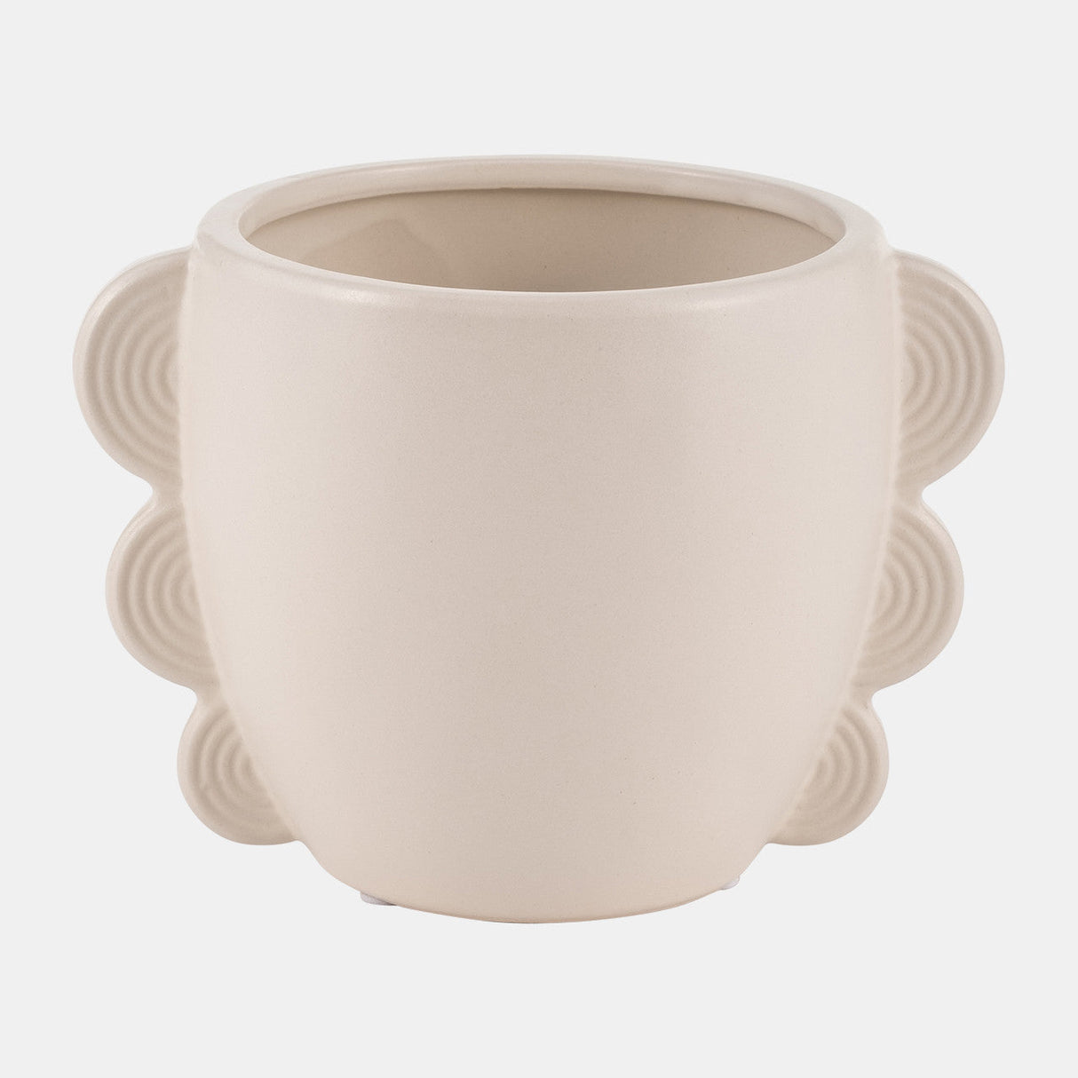 Cer, 5"h Eared Planter, Cotton