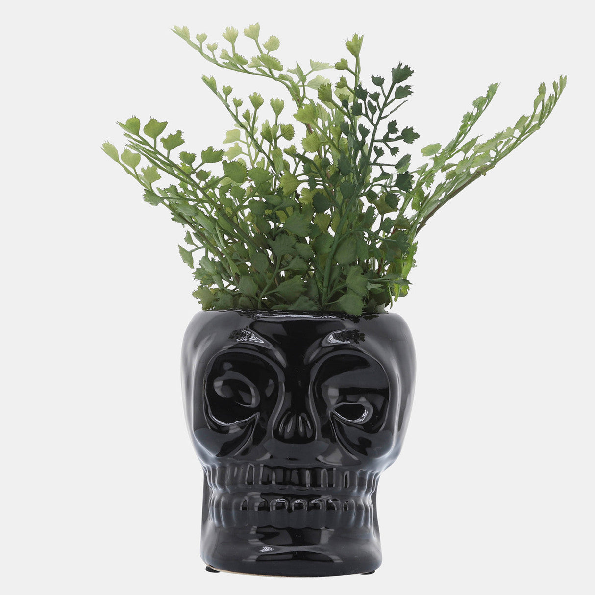 Cer, 5" Skull Vase, Black