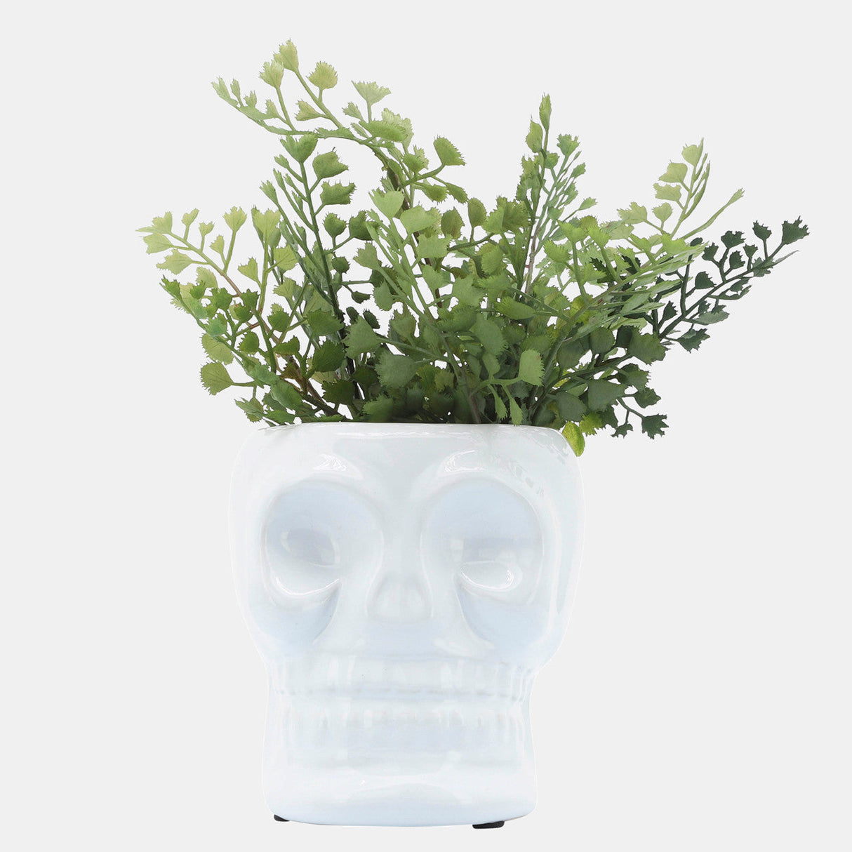 Cer, 5" Skull Vase, White