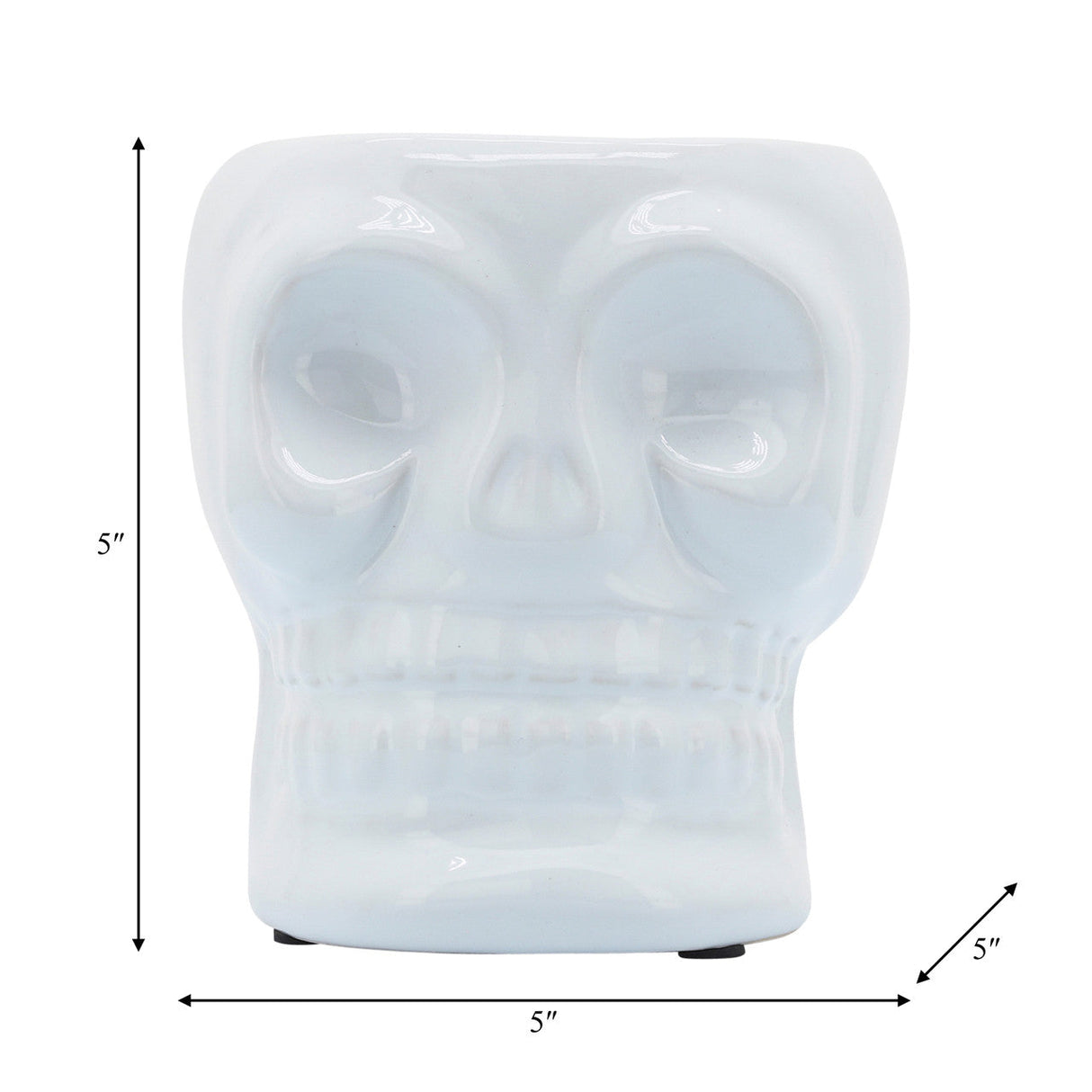 Cer, 5" Skull Vase, White