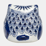 Cer, 6"h Chinoiserie Owl, Blue/white