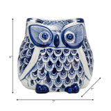 Cer, 6"h Chinoiserie Owl, Blue/white