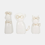 Cer 6"h, Puppy With Gold Glasses And Bowtie, Wht